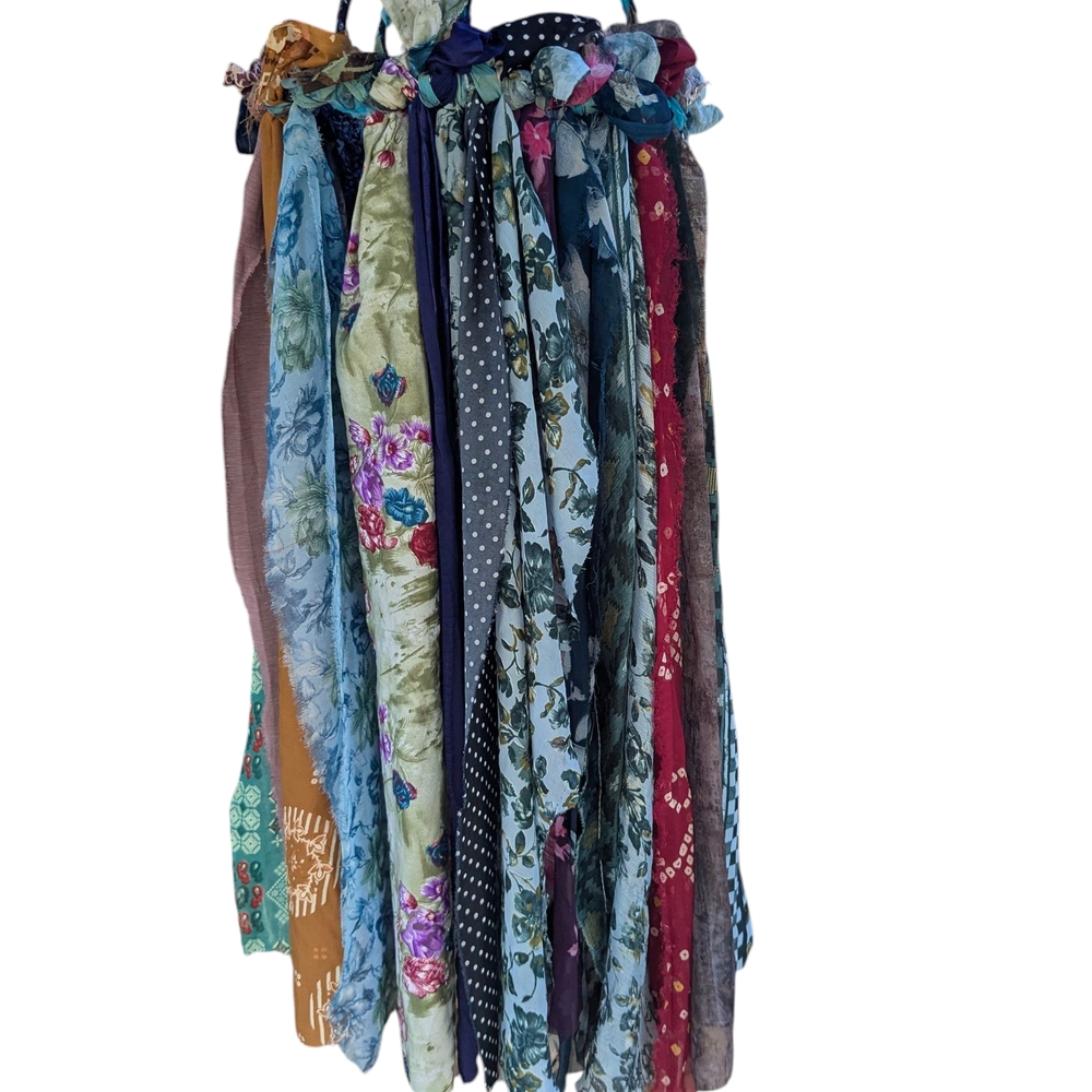 Floral and Patterned Fabric Garland, BOHO Windsock , Fabric Art